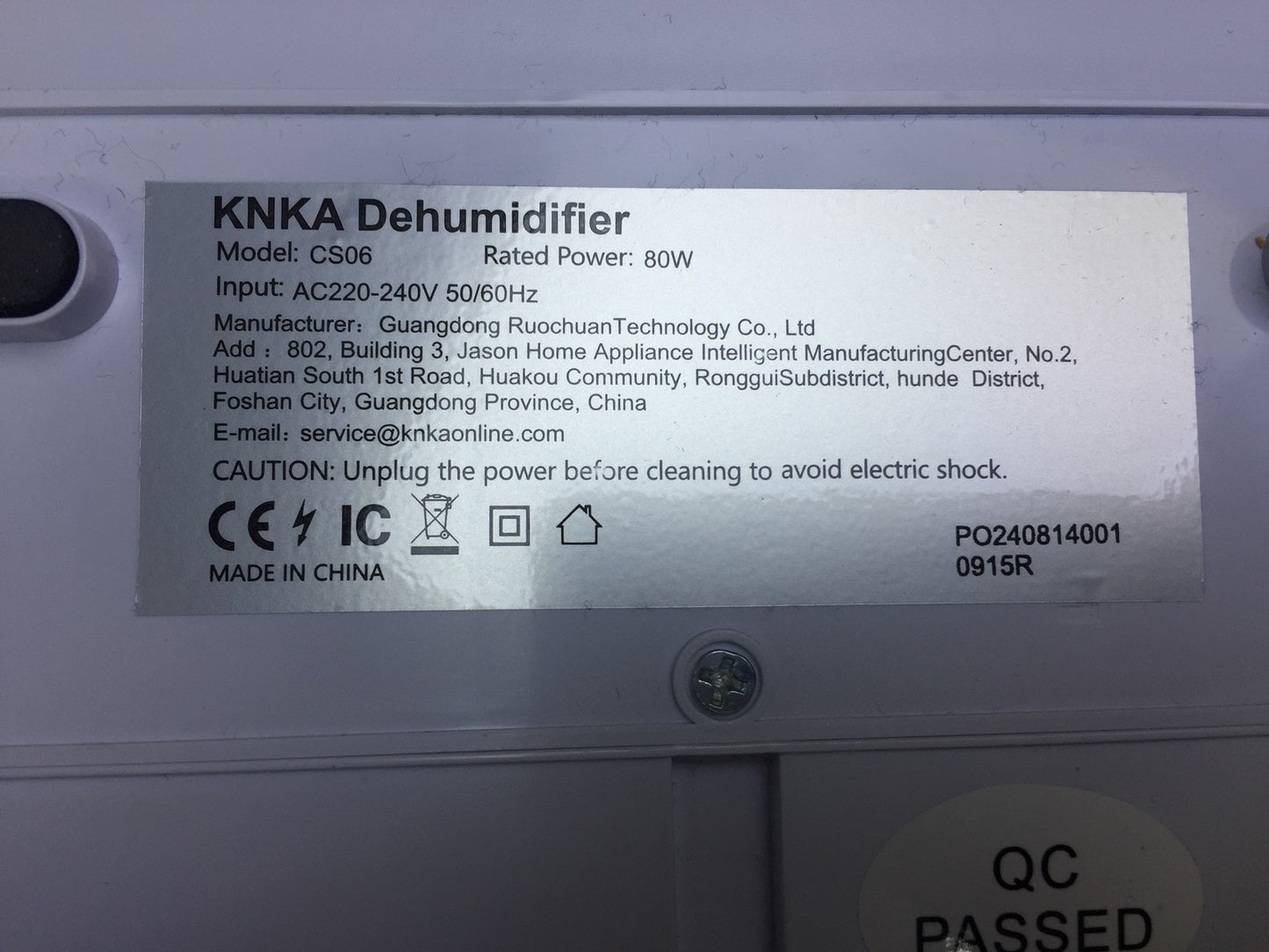 KNKA CS06 Luftentfeuchter 1,1 l, Raumentfeuchter unter 28dB, I33296