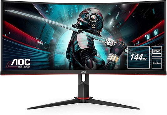 AOC CU34G2X/BK Gaming Monitor 34" Curved QHD 3440x1440 HDMI DP FreeSync 144Hz 