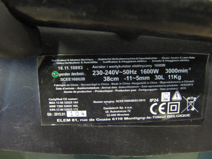 Elem Technic SCEE16002B Garden Vertikutierer 1600W DEFEKT, D38847