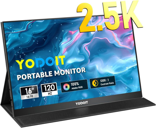 Yodoit PTM16 Tragbarer 2.5K Monitor 16" QHD 2560x1600 IPS Mini-HDMI USB-C 120Hz