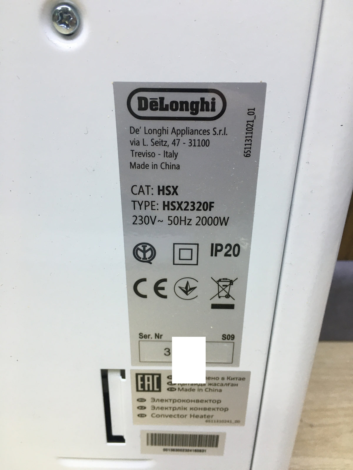 De'Longhi HSX 2320F Convector White 2000W, I31179 