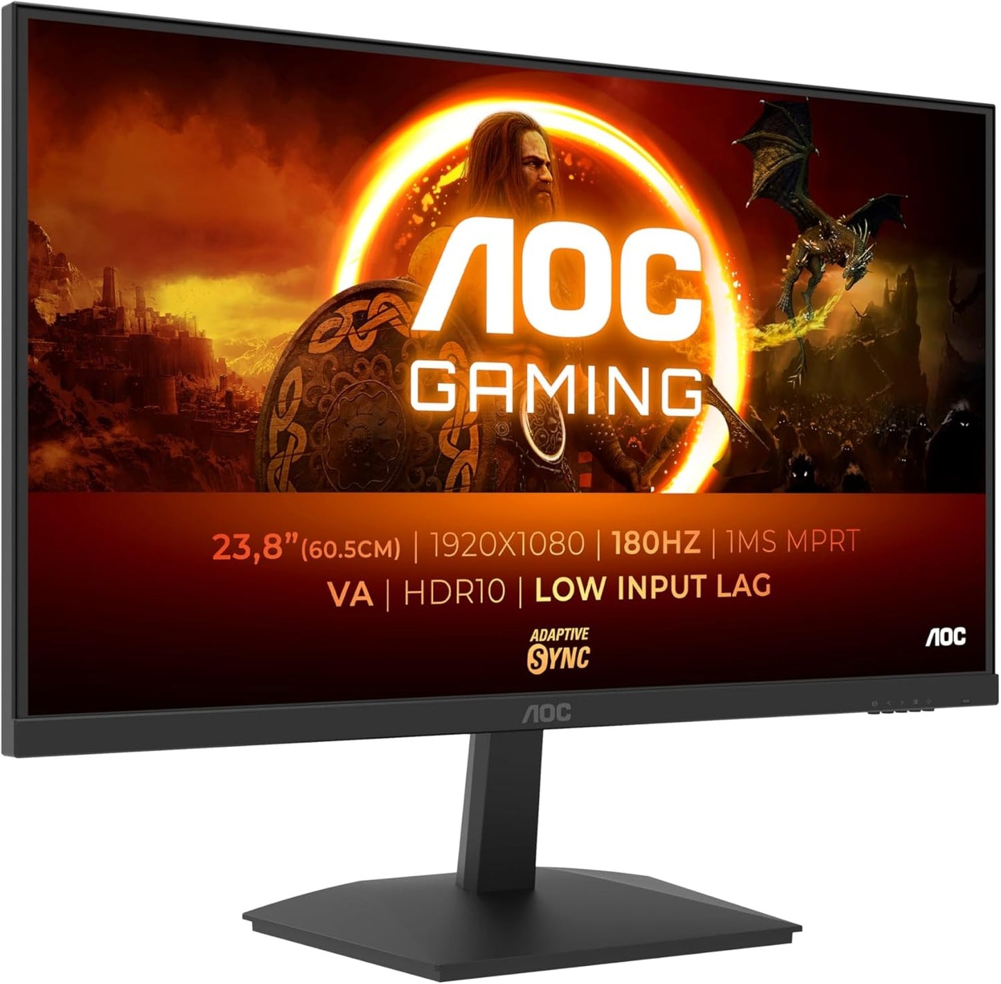 AOC 24G15N2 Monitor 23.8" FHD 1920x1080 HDR10 DP HDMI Adaptive Sync 180Hz 1ms