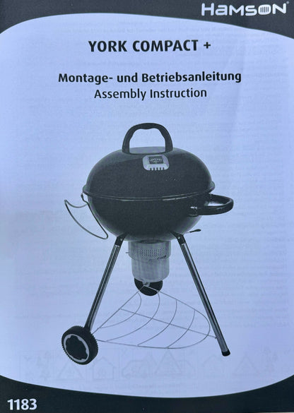 HAMSON YORK Compact Plus Holzkohlegrill Kugelgrill Barbecue Grillfläche Ø 53 cm