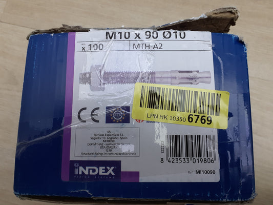 INDEX MTH-A2 Verankerungen für hohe Lasten, A2, M10 x 90 mm, 34 Stück, I18083