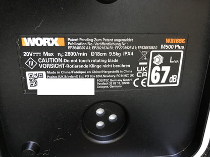 WORX Landroid M500 PLUS WR165E Robotic Lawnmower for up to 500 sqm with Wi-Fi, Bluetooth, I30367 