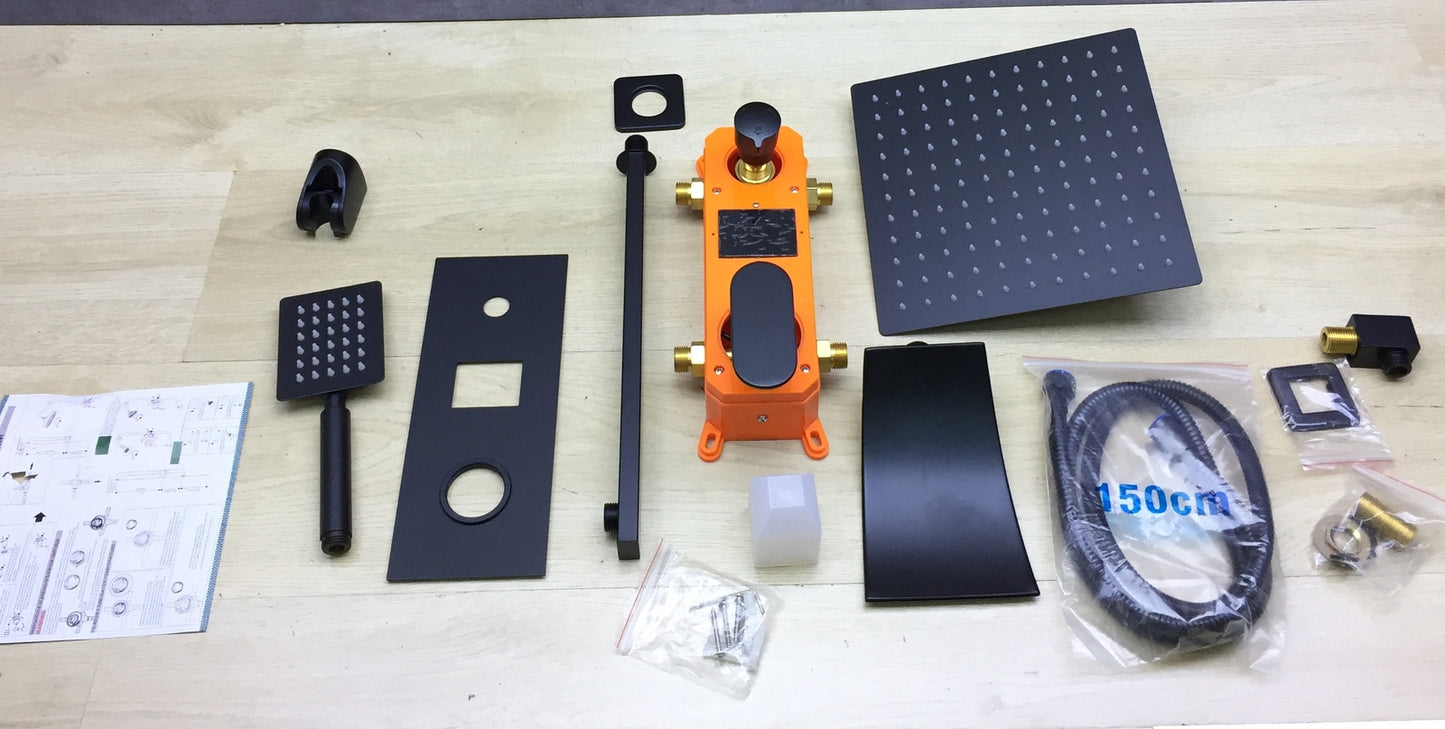 Zamery Duschset, Einbaumontage, schwarz, I27543