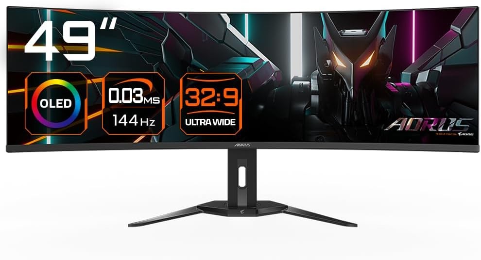 GigaByte AORUS CO49DQ OLED Monitor 49" DQHD 5120x1440 HDR AMD FreeSync 144Hz