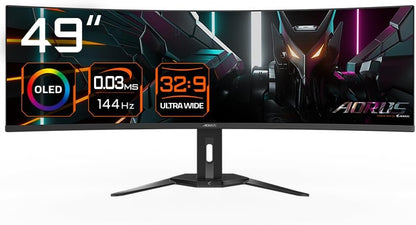 GigaByte AORUS CO49DQ OLED Monitor 49" DQHD 5120x1440 HDR AMD FreeSync 144Hz