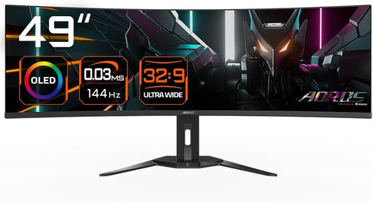 GigaByte AORUS CO49DQ OLED Monitor 49" DQHD 5120x1440 HDR AMD FreeSync 144Hz