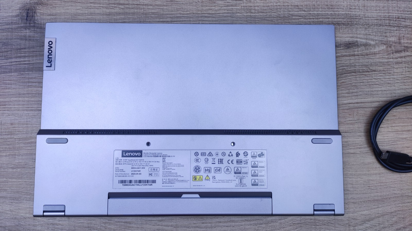 Lenovo ThinkVision L15 Portable Monitor 15.6" FHD 1920x1080 IPS USB-C black 