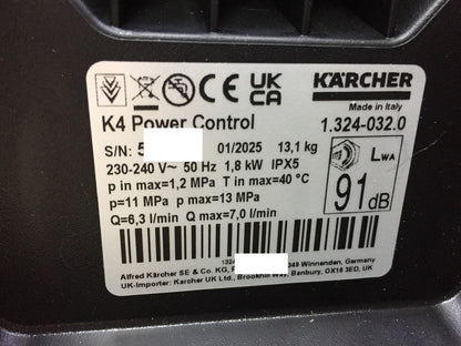 Kärcher K4 Power Control Hochdruckreiniger (1.324-032.0), 1800 W, I34055