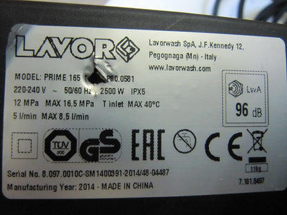 Lavor PRIME 165 Hochdruckreiniger 510 l/h P80.0581 gelb DEFEKT! D40703