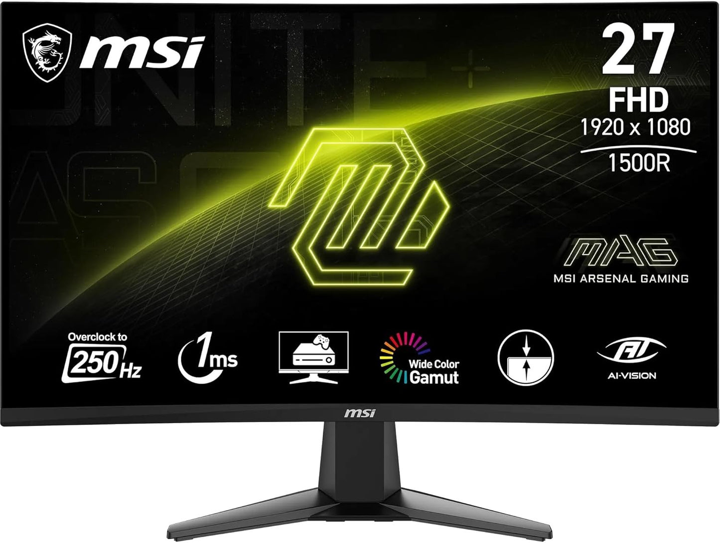 MSI MAG 27C6X Gaming Monitor 27" FHD 1920x1080 VA HDR Adaptive Sync 240Hz 1ms