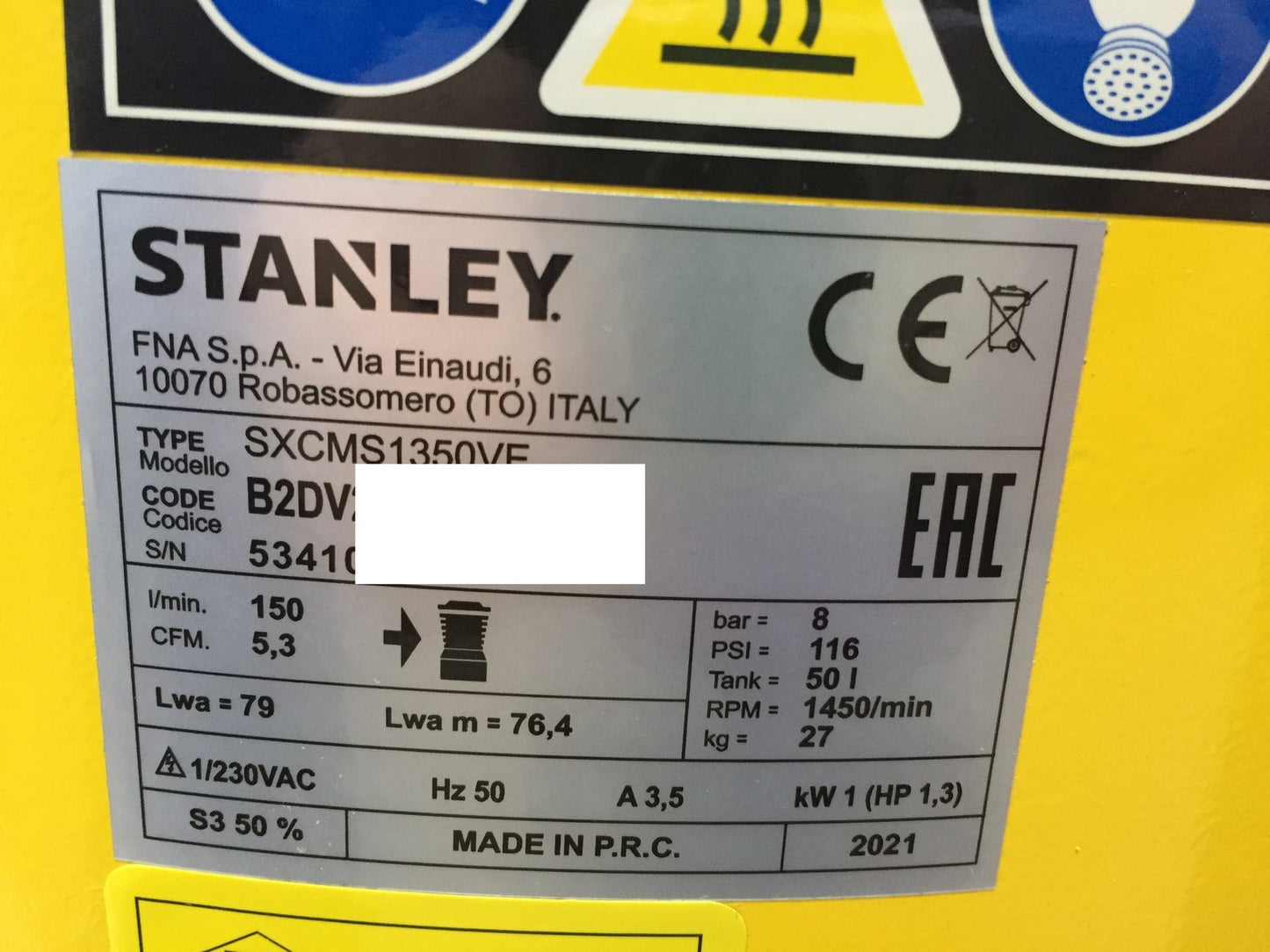 Stanley SXCMS1350VE Siltek Silent Air Elektro-Kompressor 50l 955W, I34175