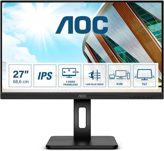 AOC 27P2C Monitor 27" FHD 1920x1080 IPS HDMI DP USB-C AMD FreeSync 75Hz black 