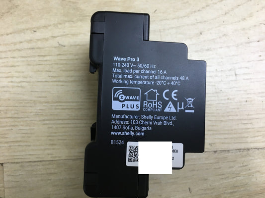 Shelly Wave Pro 3 Professional 3-Channel DIN Rail Relay, I33378 