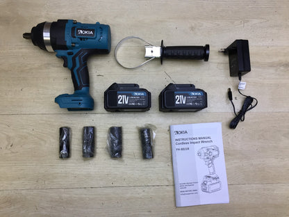 Aokia FH-8821B cordless impact wrench, including 2x 21V 4.0Ah batteries and charger, I33247