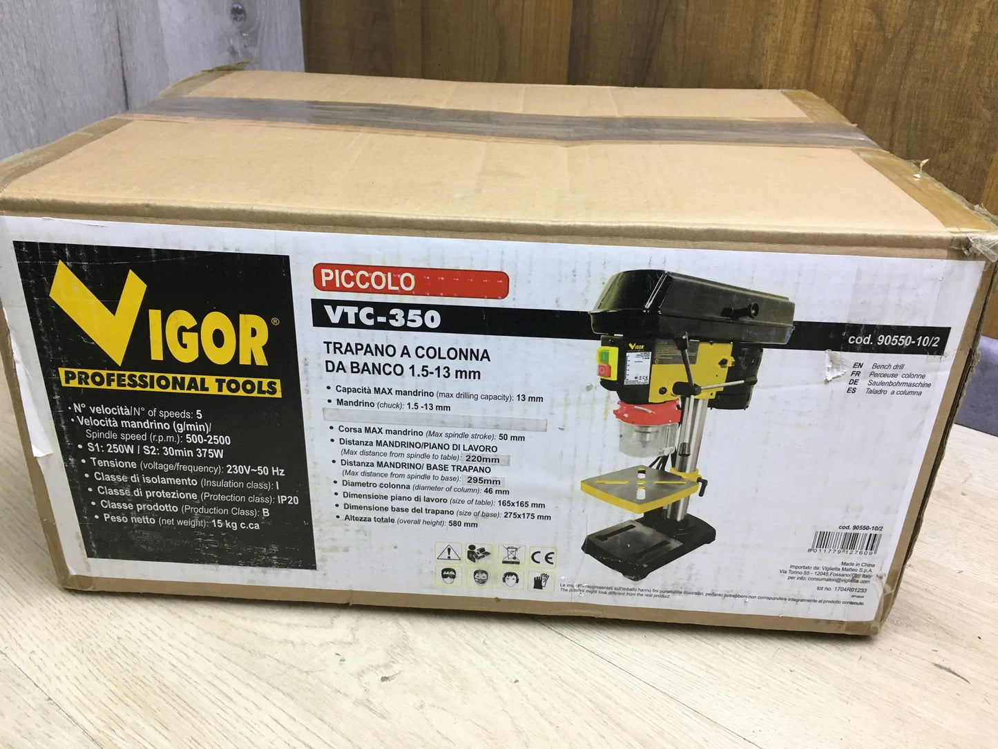 Vigor VTC-350 1/2HP Standbohrer/Standbohrmaschine, klein, 1.5 mm, I31476