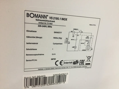 Bomann VS 2195.1 INOX Kühlschrank Vollraumkühlschrank 133L 85cm LED (721952)