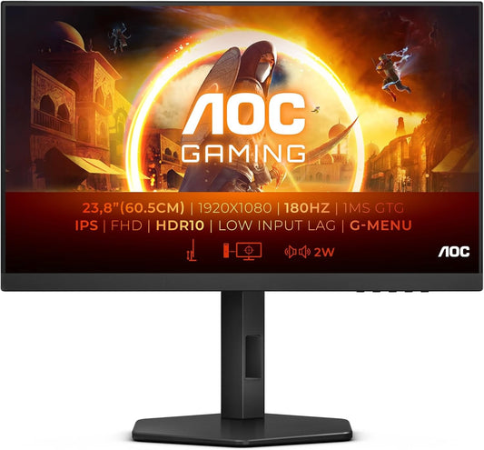 AOC 24G4X Gaming Monitor 23.8" FHD 1920x1080 IPS HDR10 NVIDIA G-Sync 180Hz 0.5ms 
