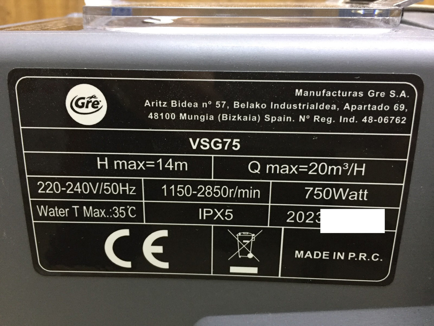 Gre VSG75 Poolpumpe für Pools mit einem Volumen bis zu 65 m³, I33671