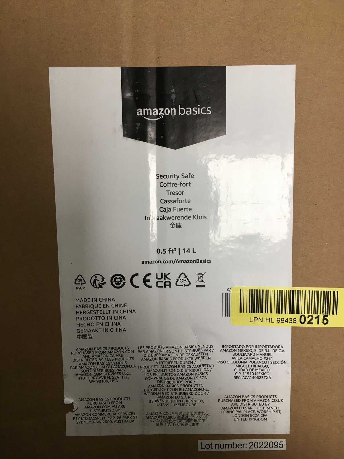 AmazonBasics Tresor, 14 l, Schwarz, I17584