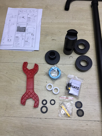 JOHO Duschset mit Thermostat aus Edelstahl matt schwarz, 25x25cm, I33843