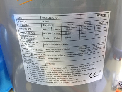 Fuego 3100521 Gasheizstrahler für Terrasse I31858