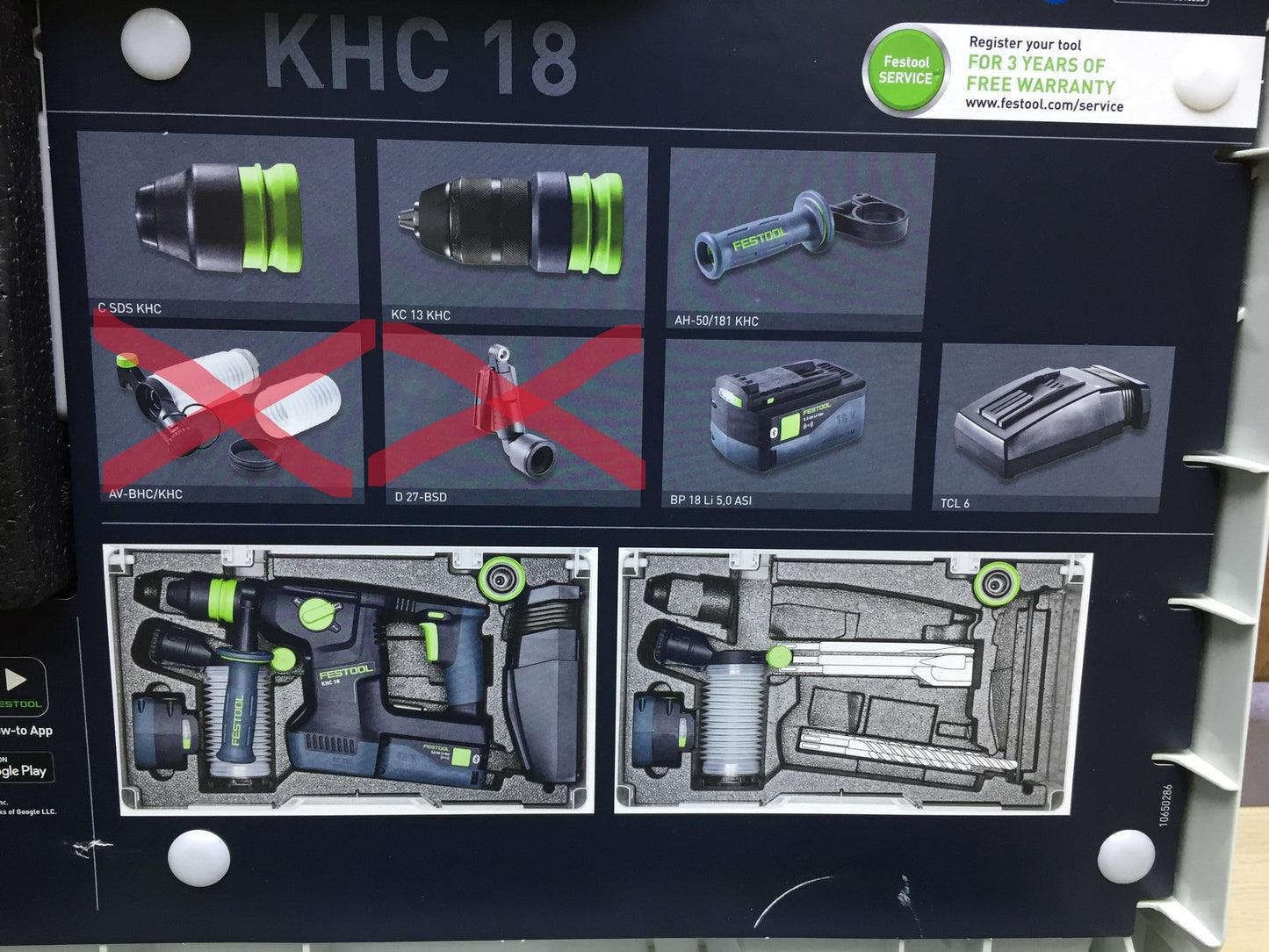 Festool cordless combination hammer KHC 18 5.0 EBI-Plus, incl. 2 x batteries 18 v 5.0 Ah, I33167