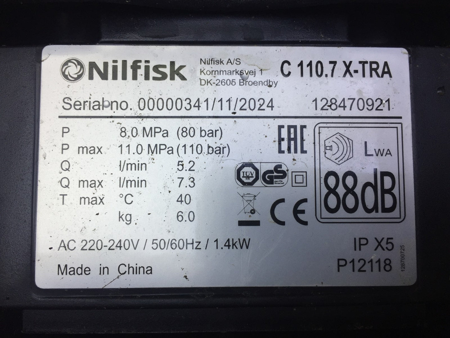Nilfisk C 110.7-5 X-TRA Hochdruckreiniger 128470921 1400 W 230V, I33751