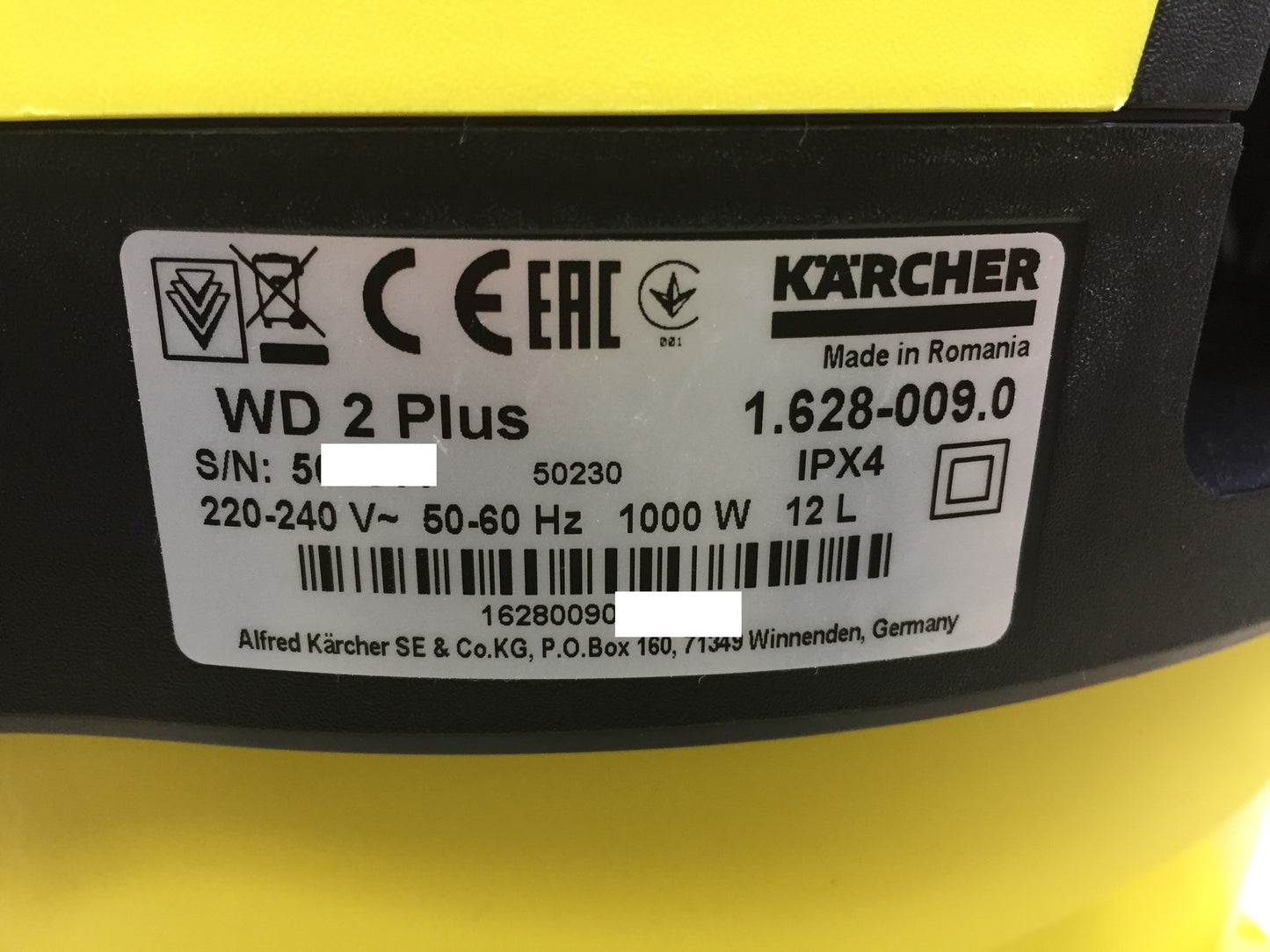 Kärcher wet/dry vacuum cleaner WD 2 Plus (1.628-009.0), 1000 W, I33517 