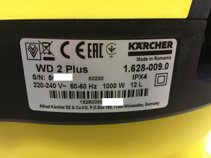 Kärcher wet/dry vacuum cleaner WD 2 Plus (1.628-009.0), 1000 W, I33517 