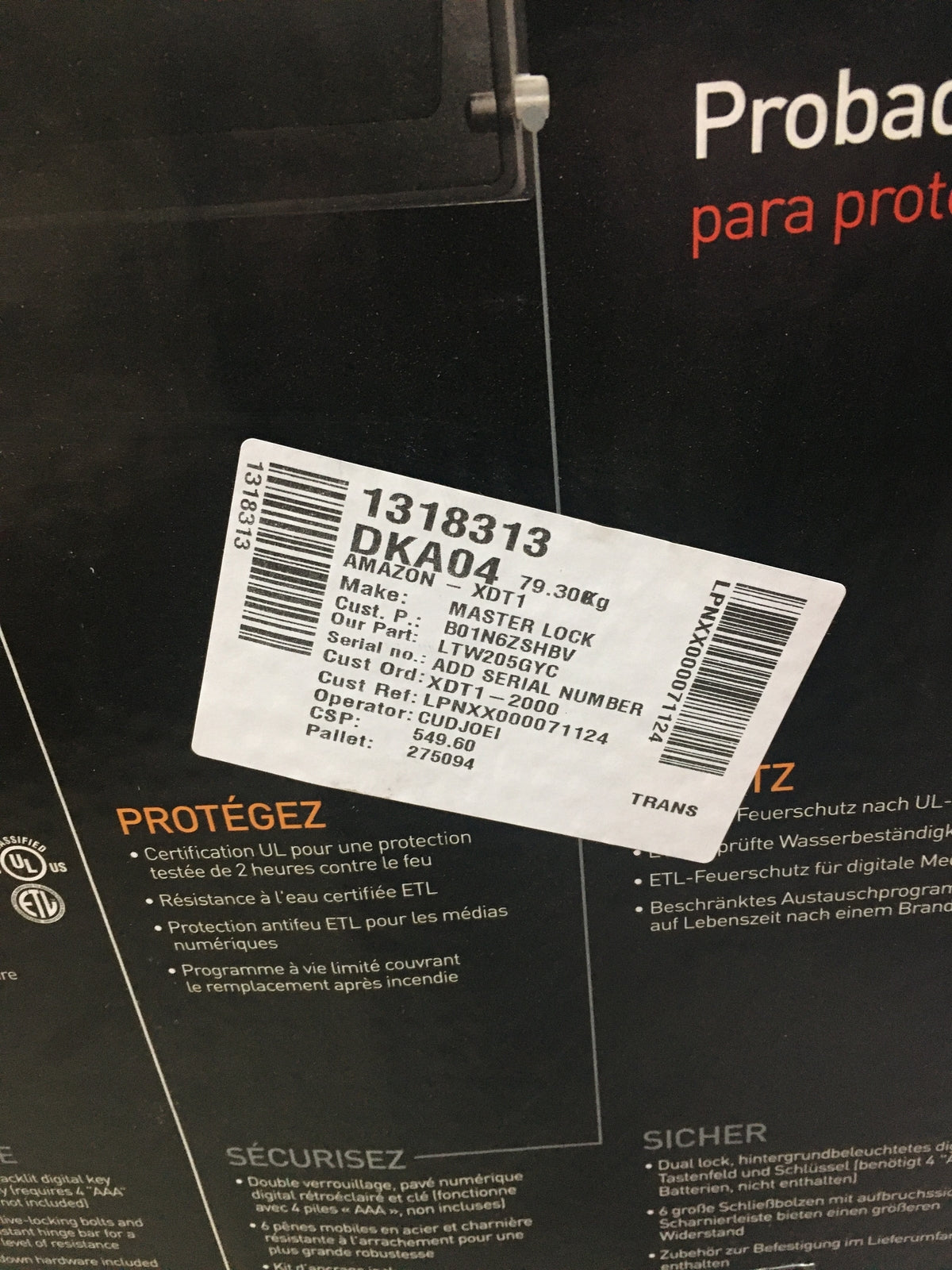 MASTER LOCK  LTW205GYC Haus/Büro Tresor XXL Feuer- & Wasserfest I31212