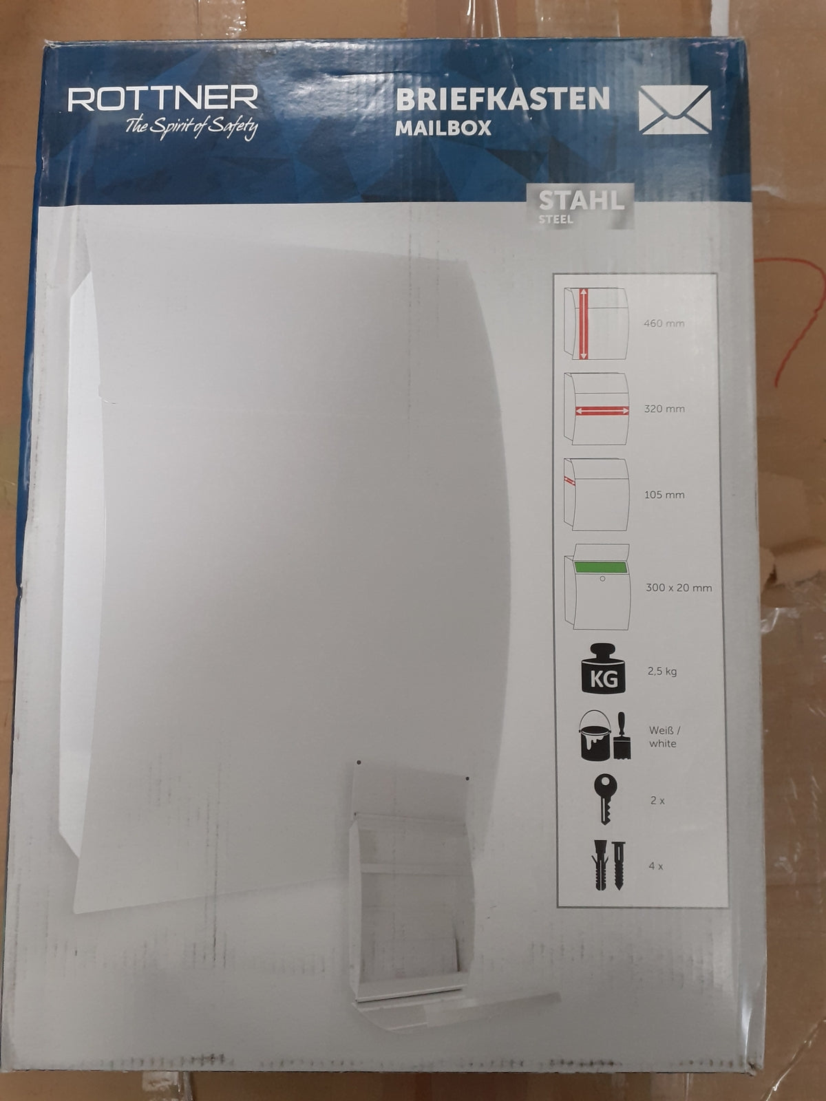 Rottner T05746 Briefkasten Harrow Zylinderschloss mit 2 Schlüssel, Stahl, I17489