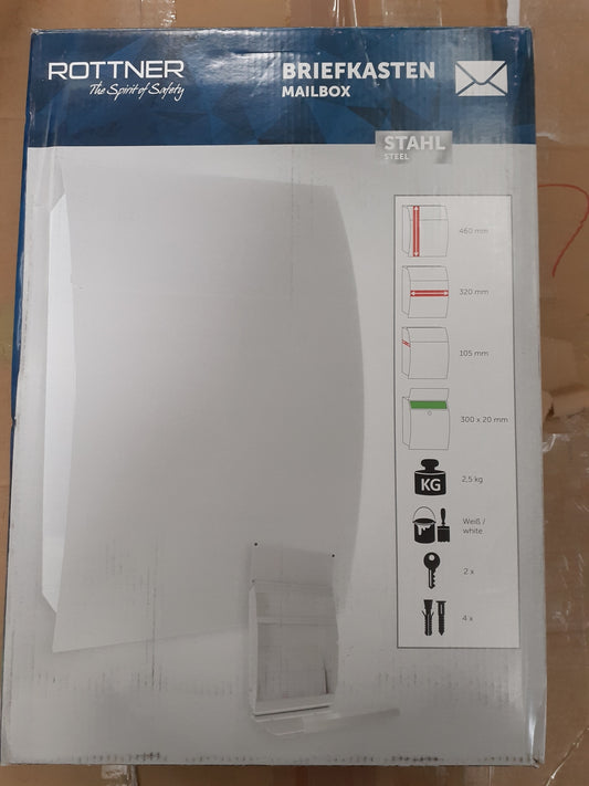 Rottner T05746 Briefkasten Harrow Zylinderschloss mit 2 Schlüssel, Stahl, I17489