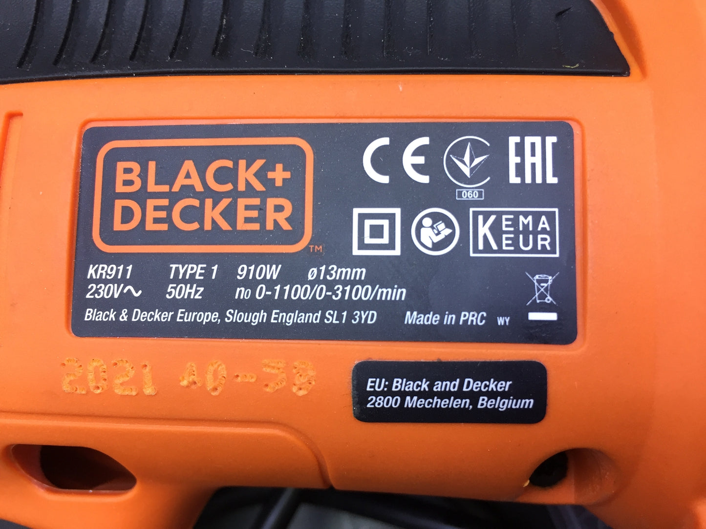 Black + Decker KR911K Elektrische Schalgbohrmaschine Ersatzteile, V13968