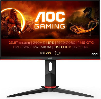 AOC 24G2ZU/BK Monitor 23.8" FHD 1920x1080 HDMI DP HDR10 FreeSync 240Hz 0,5ms