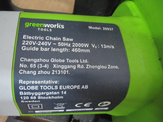 Greenworks Tools 20037 Elektrische Kettensäge 46 cm DEFEKT! Y06635