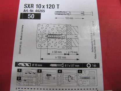 Fischer 46265 Langschaftdübel SXR 10 X 120 T 50 Stück, I07042