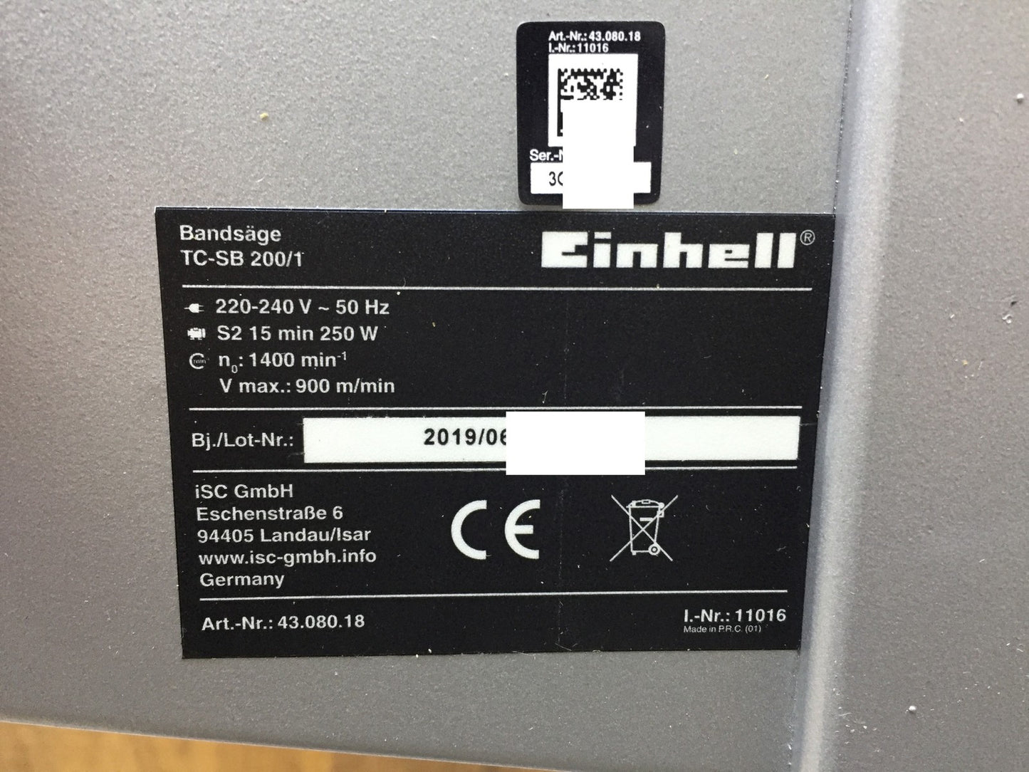 Einhell TC-SB 200/1 Elektro-Bandsäge 250W (4308018), I34254