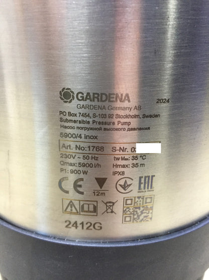 Gardena Tauch-Druckpumpe 5900/4 inox (1768-20), 5900 l/h Fördermenge, I33953