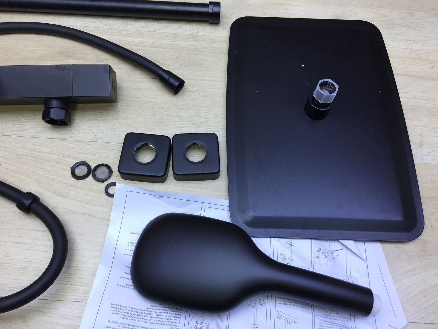 JOHO Regendusche Duschsystem mit Thermostatarmatur matt schwarz, I26068