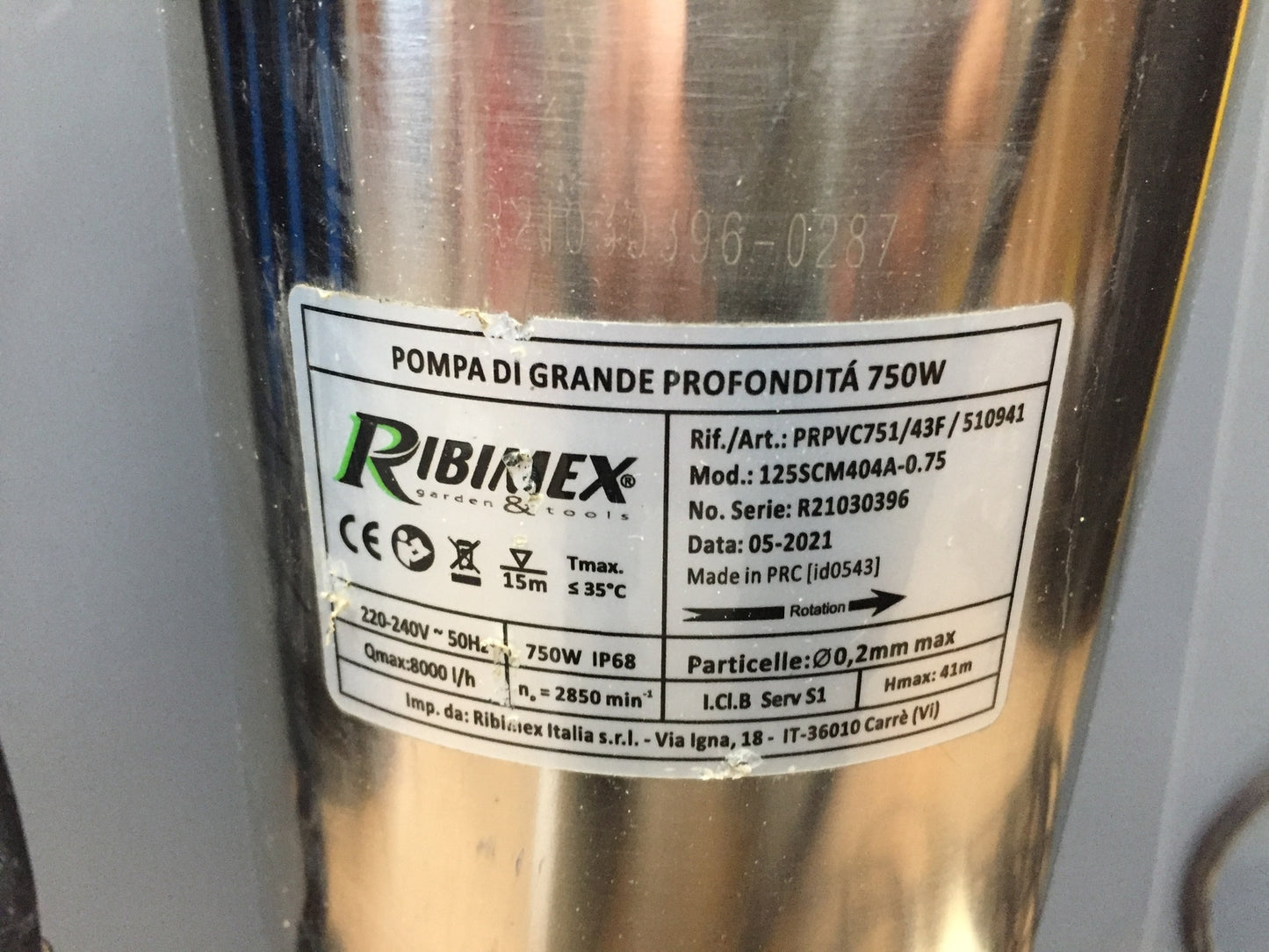RIBIMEX Pumpe Brunnen tief silber 750 W, I13965
