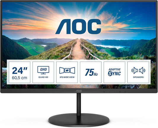AOC Q24V4EA Monitor 23.8" WQHD 2560x1440 IPS DP HDMI Adaptive Sync 75Hz 4ms 