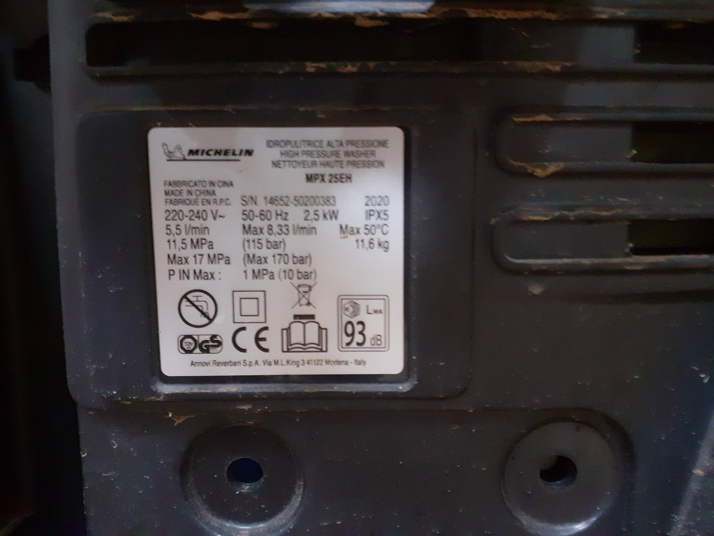 Michelin MPX25EH Hochdruckreiniger 2500W 170 bar 500 l/h, I13005