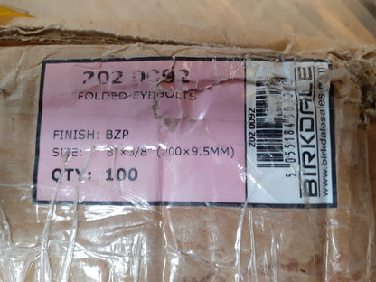 100 Stück Birkdale Ringschrauben 8 x 3/8" 200x9.5mm BZ I13094