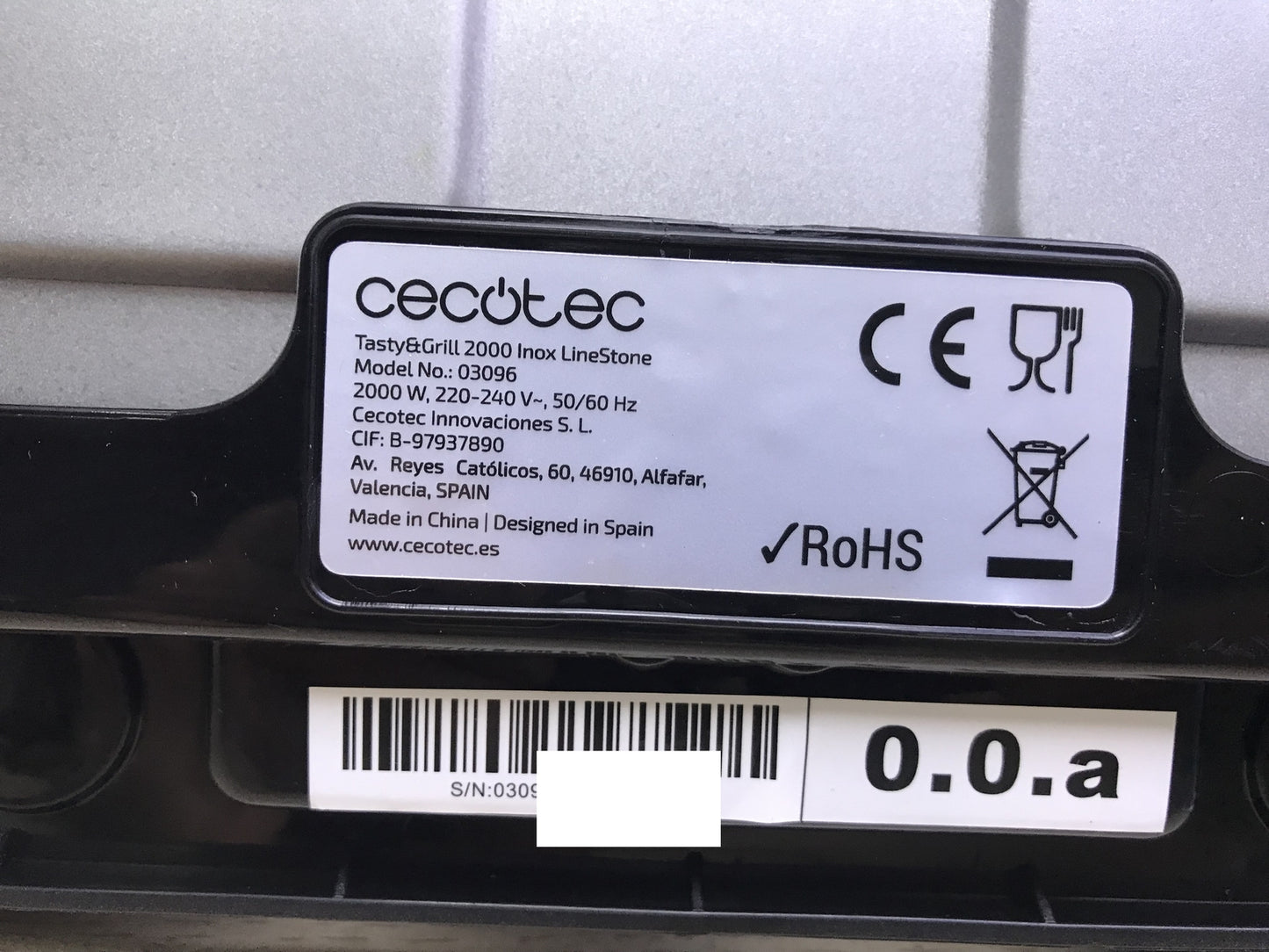 Cecotec Tasty&Grill 2000 Inox LineStone Elektrische Grillplatte (03096), I28928