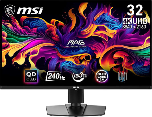 MSI MAG 321UPX QD-OLED 4K Gaming Monitor 31.5" 3840x2160 HDR Adaptive Sync 240Hz