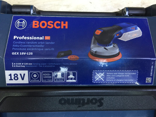 Bosch Professional Cordless Random Orbit Sander GEX 18V-125 SOLO, 125 mm, I33163