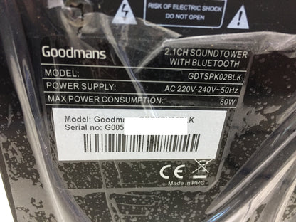 Goodmans GDTSPK02BLK Bluetooth Lautsprecher 2.1 Subwoofer FM, I27852